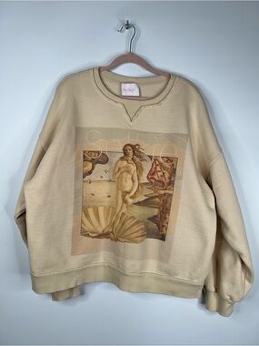 Selkie Beige Oatmilk Venus Winter Sweater Crewneck Graphic Sweatshirt Medium